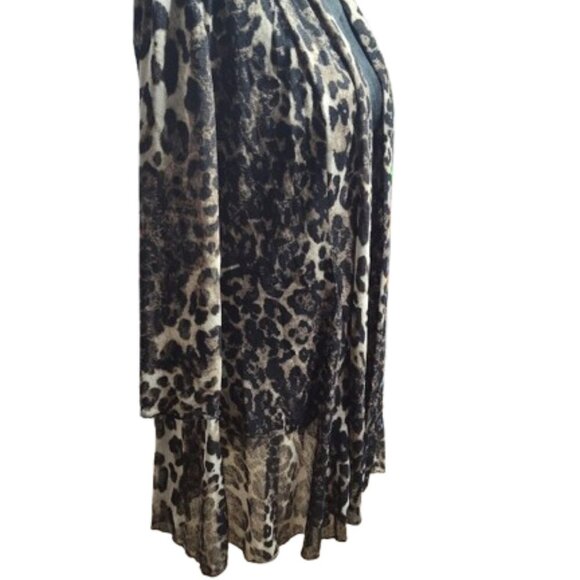 Ali Miles Flowing Leopard Print Cardigan Women's Size Small Open Front Long - Picture 3 of 12